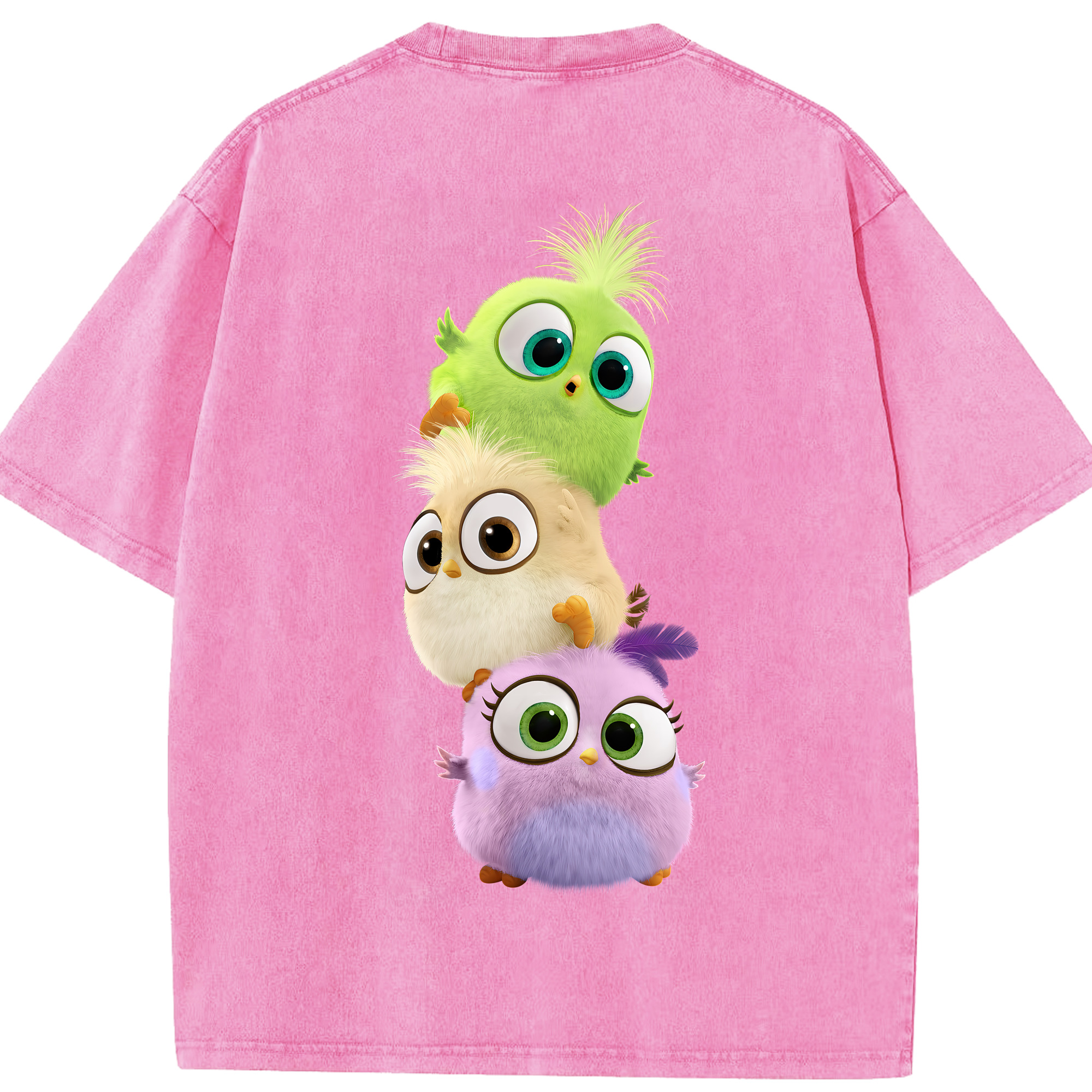 （画像用） Angry Birds アングリーバード 綿100% ヴィンテージ風 半袖Tシャツ（背面プリント）